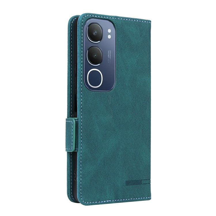 For vivo Y19s 4G Case Leather Wallet Flip Phone Cover with Hardware Decor - Blue