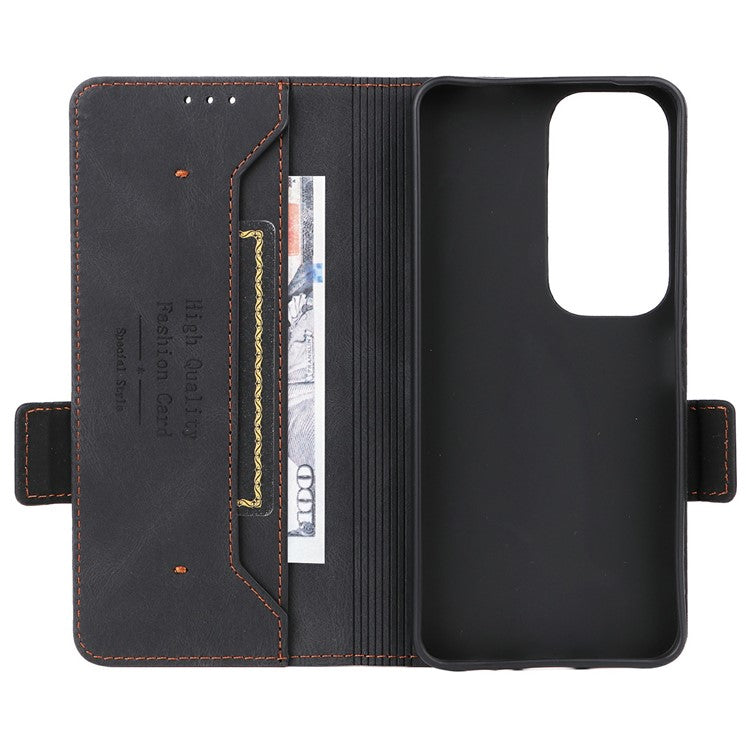 For vivo Y19s 4G Case Leather Wallet Flip Phone Cover with Hardware Decor - Black