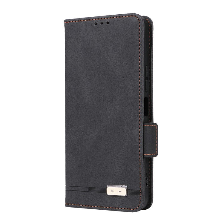 For vivo Y19s 4G Case Leather Wallet Flip Phone Cover with Hardware Decor - Black