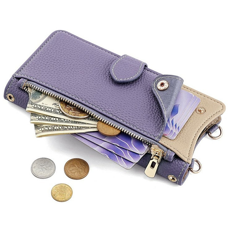 For Xiaomi Redmi Note 14 5G Leather Case Wallet Stand Cover Irregular Tail Style with Chain Strap - Purple