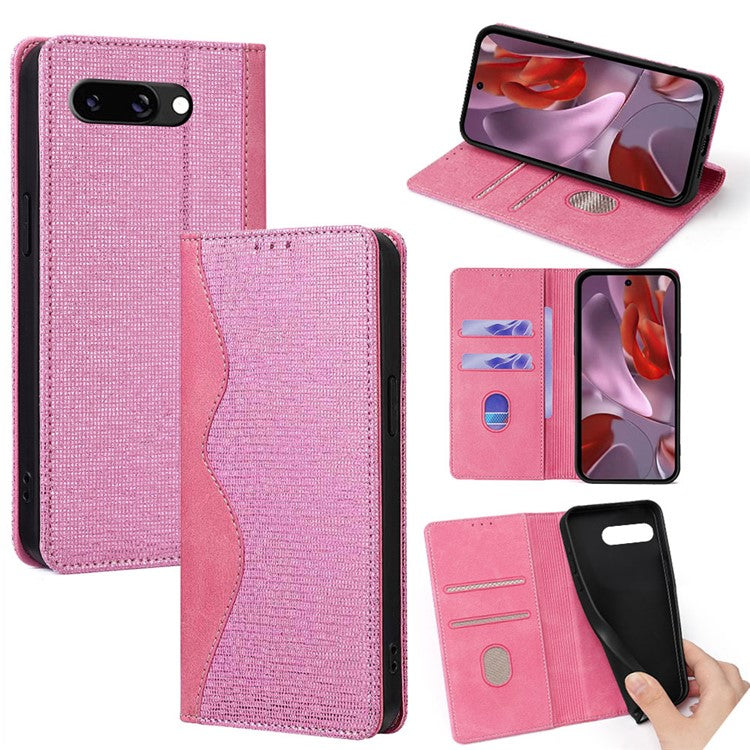 For Google Pixel 9a Leather Case Wallet Stand Phone Cover with RFID Blocking - Pink