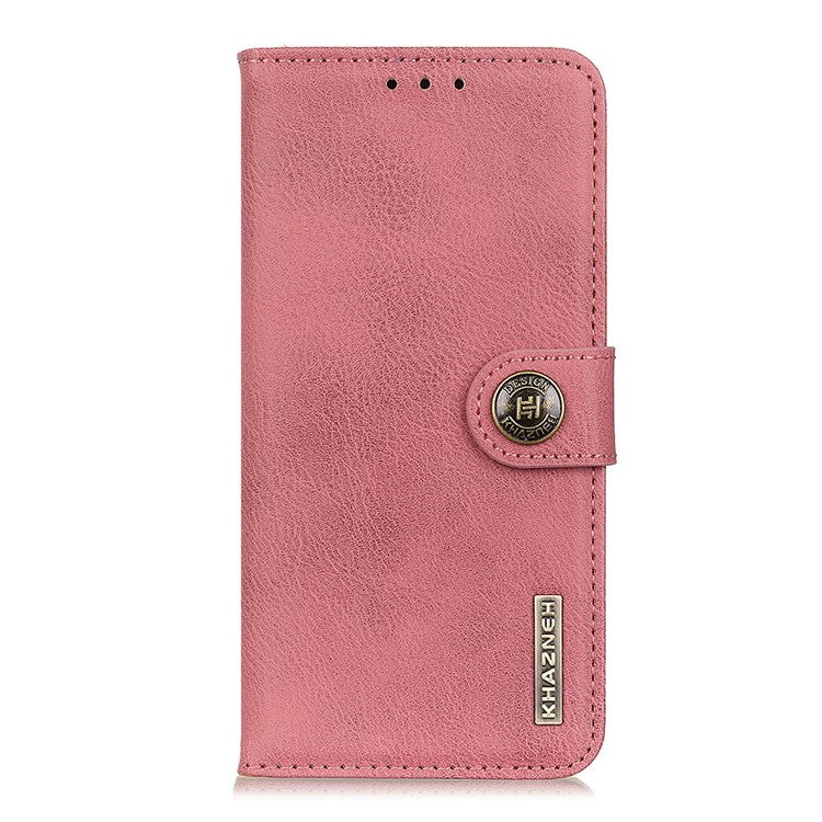 KHAZNEH For Motorola Moto G15 4G / G05 4G Wallet Case Cowhide Texture Leather Flip Phone Cover - Pink