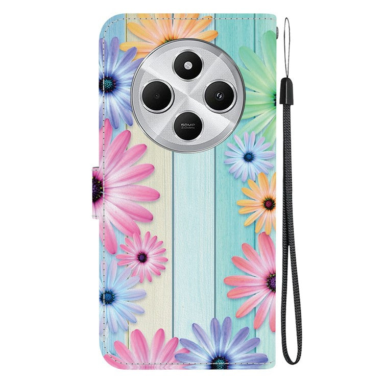 Phone Case For Xiaomi Redmi 14C 4G  /  Redmi 14R 5G  /  Poco C75 4G Pattern Printing Leather Flip Wallet Cover with Lanyard - Sunflower