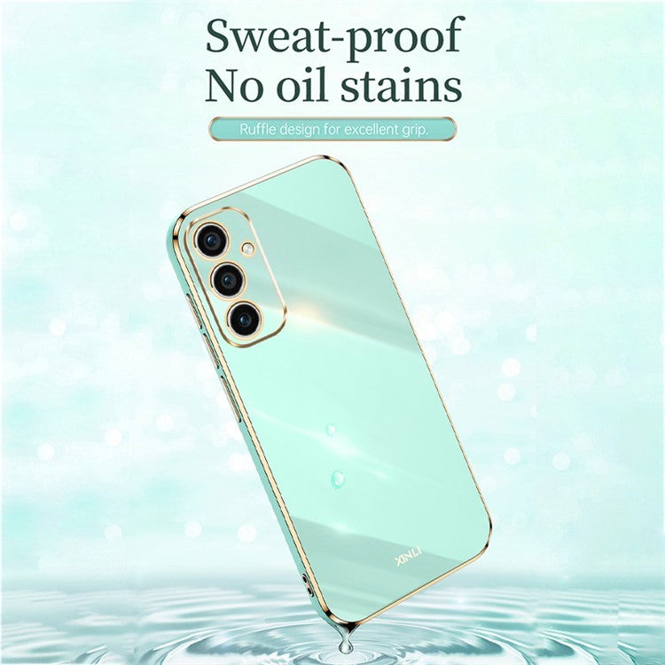 XINLI For Samsung Galaxy A26 5G Case TPU Phone Cover with Electroplating Frame - Cyan