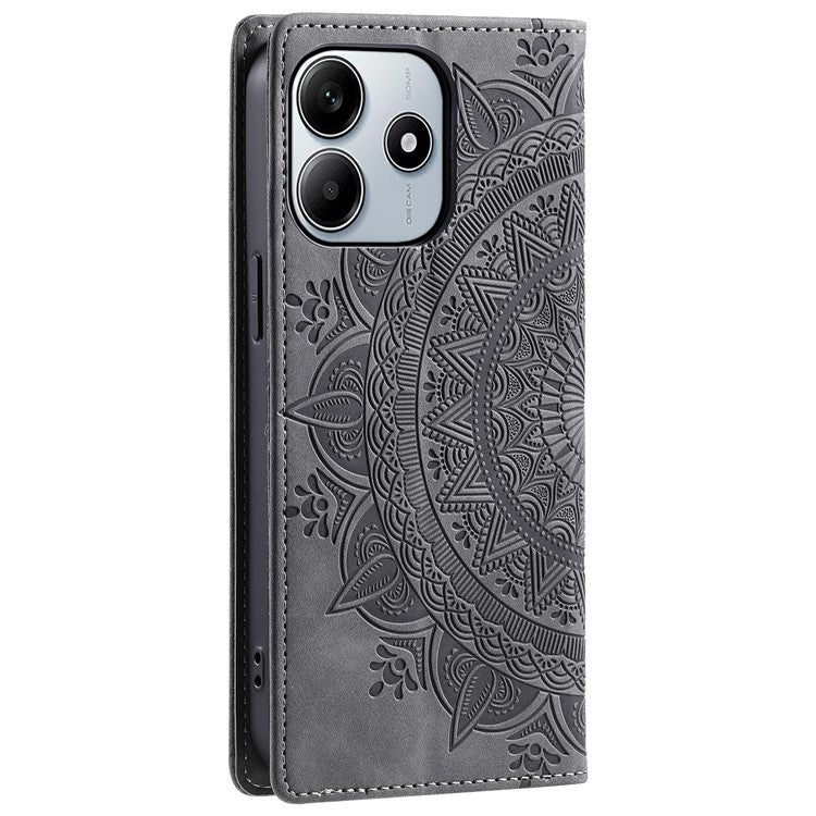 Style-010 For Xiaomi Redmi Note 14 5G Case Magnetic Closing Leather Phone Cover Pattern Imprinted - Grey