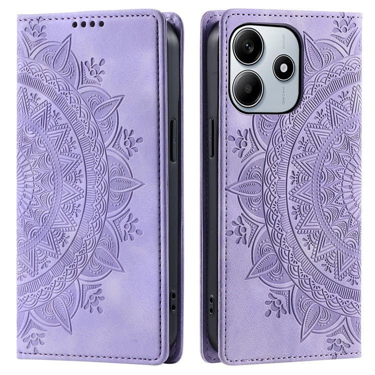 Style-010 For Xiaomi Redmi Note 14 5G Case Magnetic Closing Leather Phone Cover Pattern Imprinted - Purple