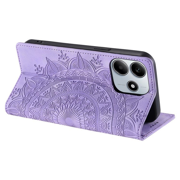 Style-010 For Xiaomi Redmi Note 14 5G Case Magnetic Closing Leather Phone Cover Pattern Imprinted - Purple