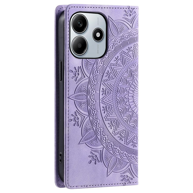 Style-010 For Xiaomi Redmi Note 14 5G Case Magnetic Closing Leather Phone Cover Pattern Imprinted - Purple