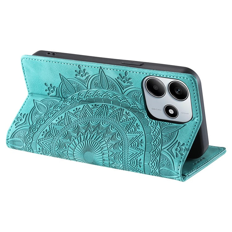 Style-010 For Xiaomi Redmi Note 14 5G Case Magnetic Closing Leather Phone Cover Pattern Imprinted - Mint Green