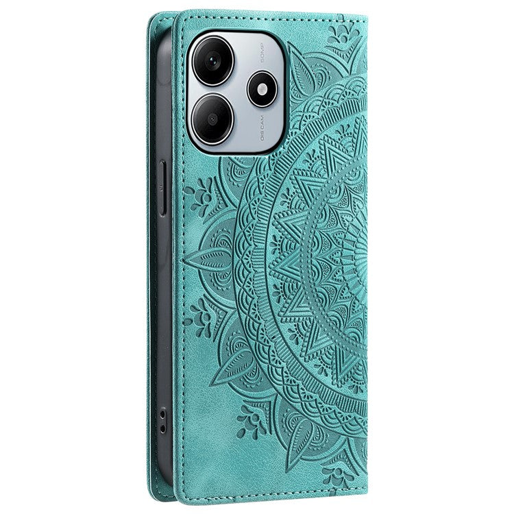 Style-010 For Xiaomi Redmi Note 14 5G Case Magnetic Closing Leather Phone Cover Pattern Imprinted - Mint Green