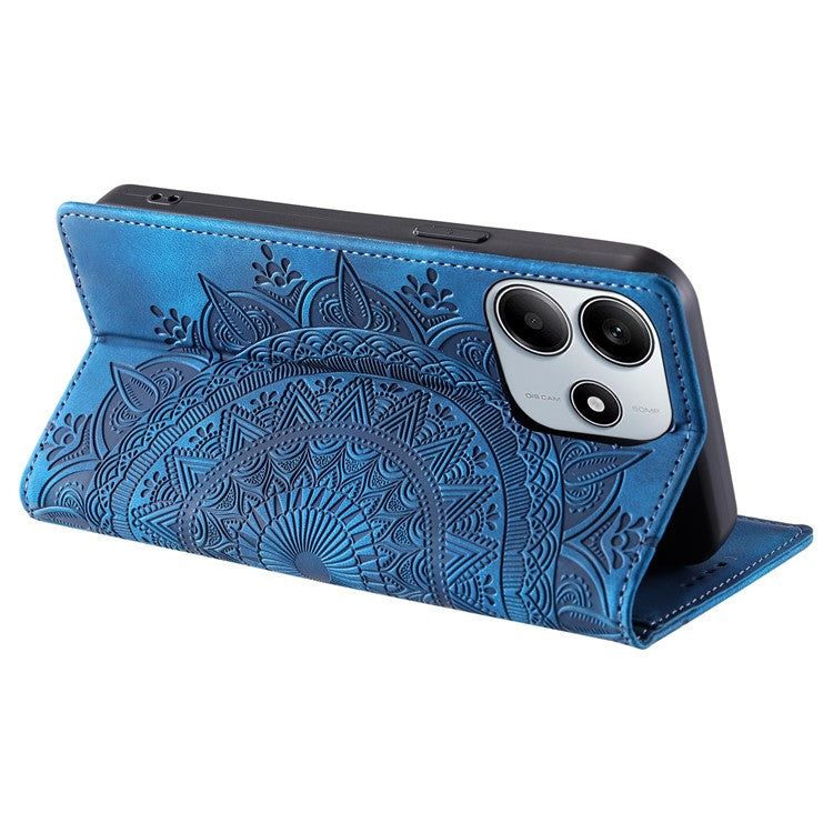 Style-010 For Xiaomi Redmi Note 14 5G Case Magnetic Closing Leather Phone Cover Pattern Imprinted - Blue