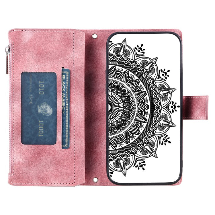 Style 006 For Xiaomi Redmi Note 14 5G Wallet Case PU Leather Phone Cover Mandala Flower Pattern - Rose Gold