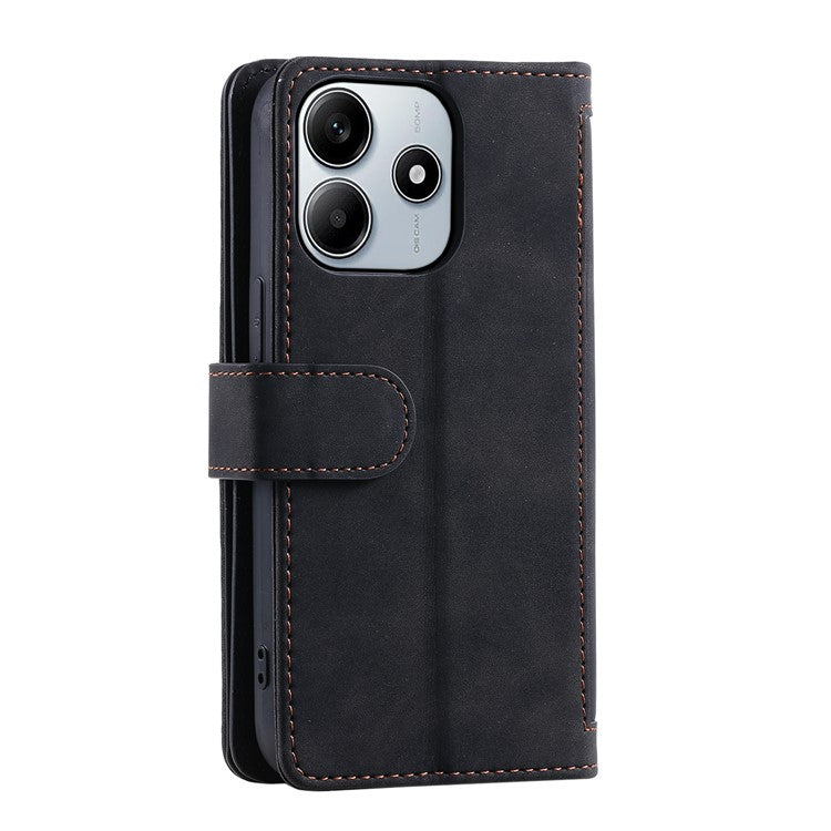 For Xiaomi Redmi Note 14 5G Case PU Leather Phone Cover with Zipper Wallet 9 Card Slots - Black