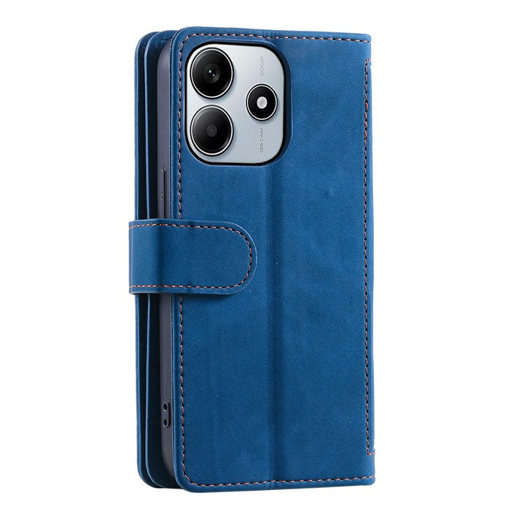 For Xiaomi Redmi Note 14 5G Case PU Leather Phone Cover with Zipper Wallet 9 Card Slots - Blue