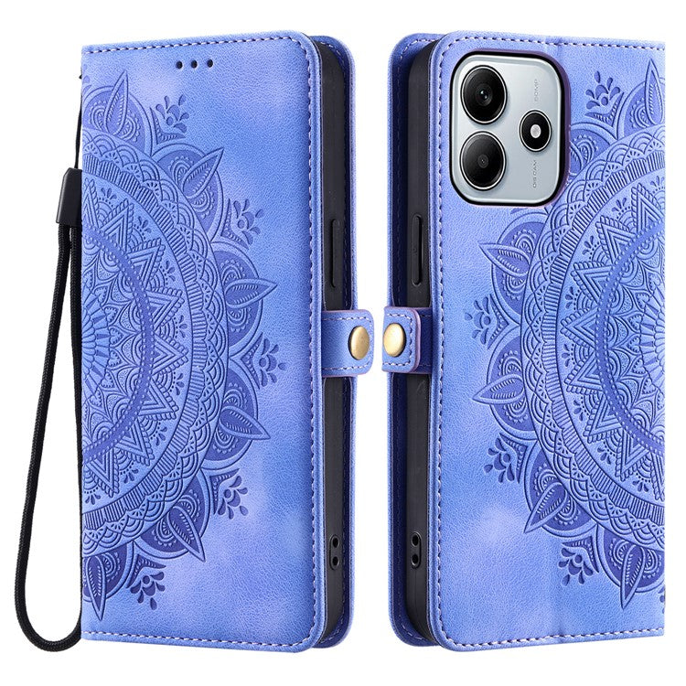 Style 016 For Xiaomi Redmi Note 14 5G Case Skin Feel Totem Imprinted Wallet Leather Phone Cover - Purple