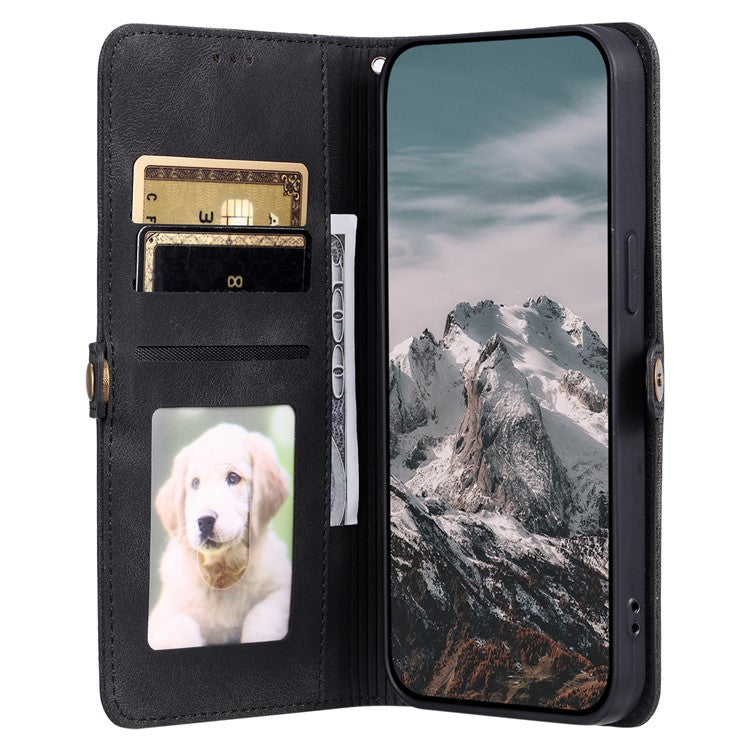 Style 016 For Xiaomi Redmi Note 14 5G Case Skin Feel Totem Imprinted Wallet Leather Phone Cover - Black