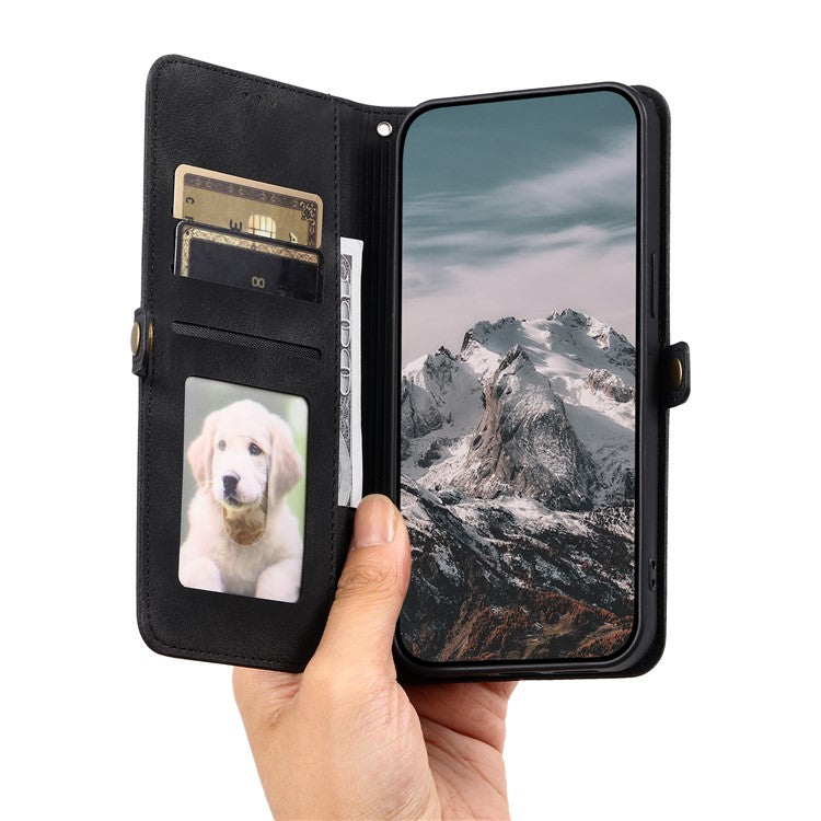 Style 016 For Xiaomi Redmi Note 14 5G Case Skin Feel Totem Imprinted Wallet Leather Phone Cover - Black