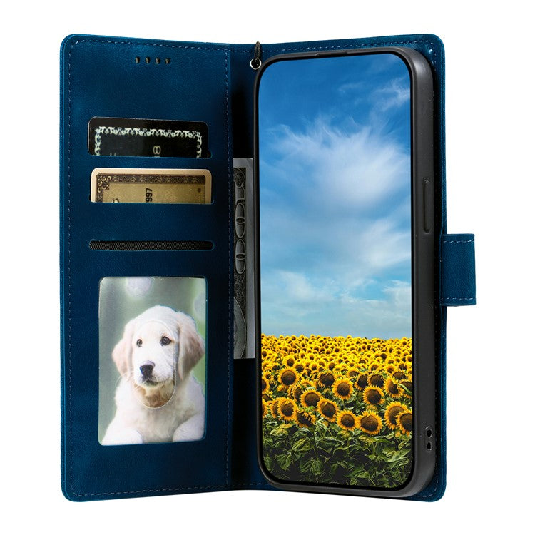 Style 018 For Xiaomi Redmi Note 14 5G Case Imprinted Totem Skin Feel Wallet Leather Phone Cover - Blue