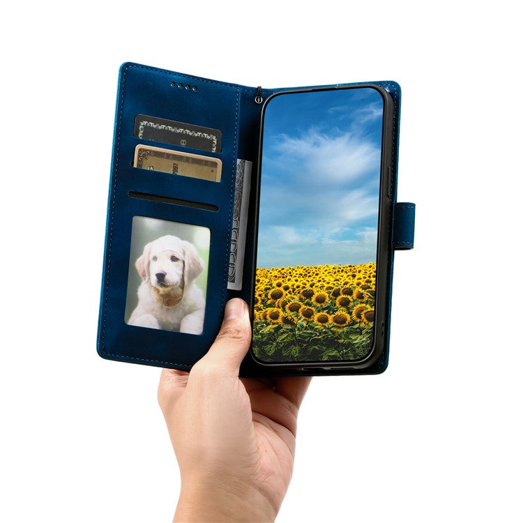 Style 018 For Xiaomi Redmi Note 14 5G Case Imprinted Totem Skin Feel Wallet Leather Phone Cover - Blue