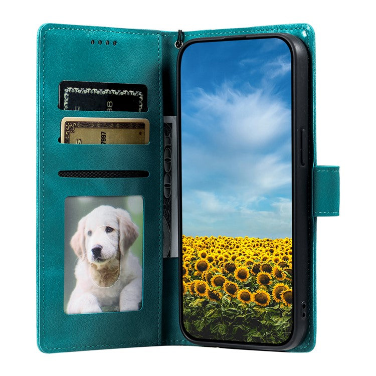 Style 018 For Xiaomi Redmi Note 14 5G Case Imprinted Totem Skin Feel Wallet Leather Phone Cover - Mint Green