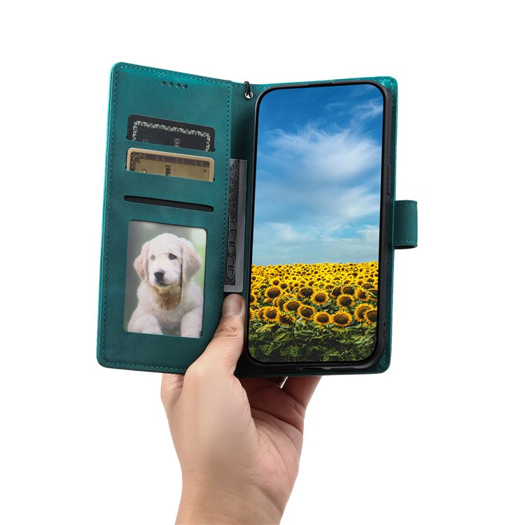 Style 018 For Xiaomi Redmi Note 14 5G Case Imprinted Totem Skin Feel Wallet Leather Phone Cover - Mint Green