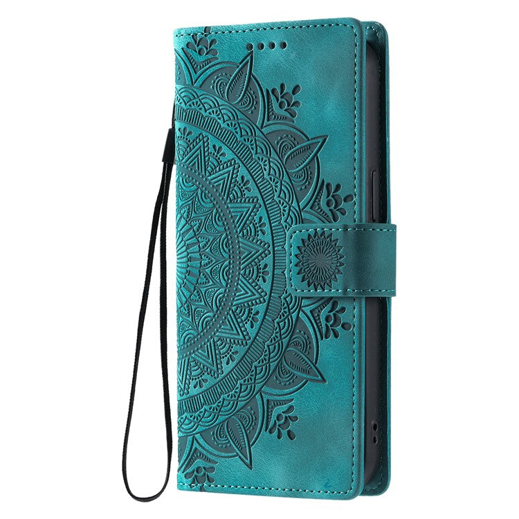 Style 018 For Xiaomi Redmi Note 14 5G Case Imprinted Totem Skin Feel Wallet Leather Phone Cover - Mint Green