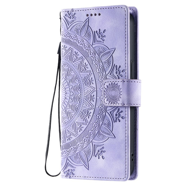 Style 018 For Xiaomi Redmi Note 14 5G Case Imprinted Totem Skin Feel Wallet Leather Phone Cover - Purple