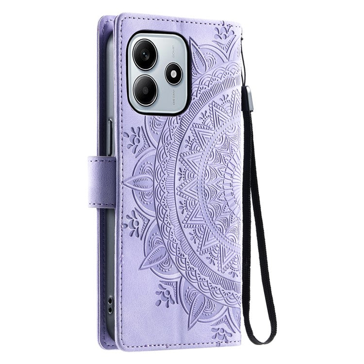 Style 018 For Xiaomi Redmi Note 14 5G Case Imprinted Totem Skin Feel Wallet Leather Phone Cover - Purple