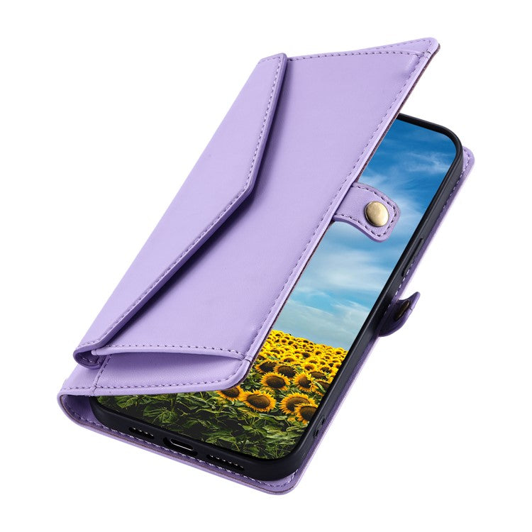 For Xiaomi Redmi Note 14 5G Leather Case Wallet Stand Phone Cover with Straps - Purple