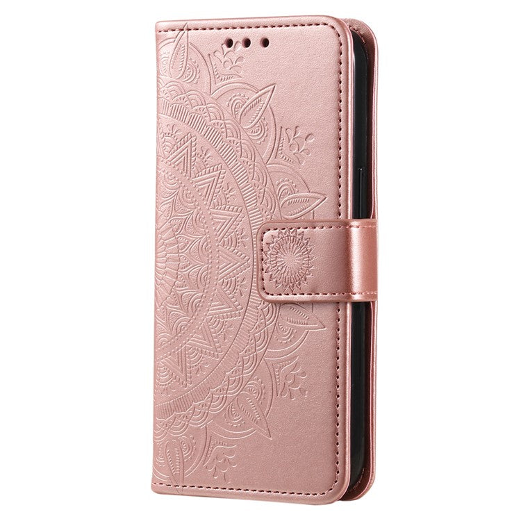 For Motorola Moto G05 4G Case Imprinted Totem PU Leather Wallet Stand Phone Cover - Rose Gold