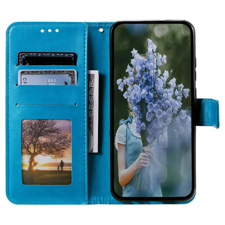 For Motorola Moto G15 4G Case Imprinted Totem PU Leather Wallet Stand Phone Cover - Blue