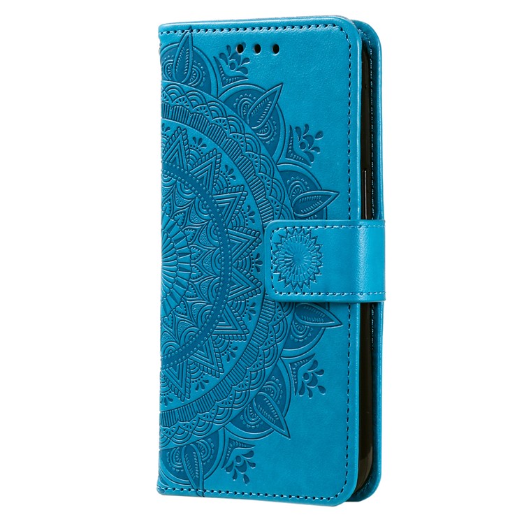 For Motorola Moto G15 4G Case Imprinted Totem PU Leather Wallet Stand Phone Cover - Blue