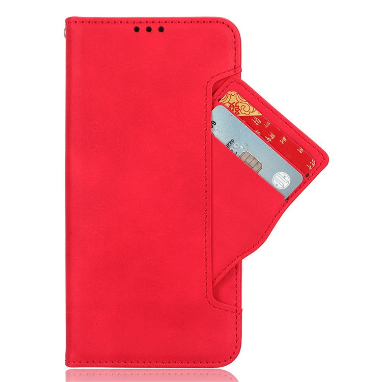 For Motorola Moto G15 4G / G15 Power 4G Leather Case Phone Wallet Cover with Multiple Card Slots - Red