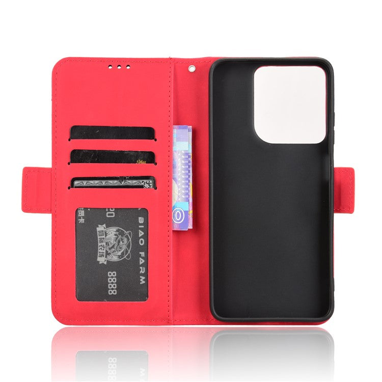 For Motorola Moto G15 4G / G15 Power 4G Leather Case Phone Wallet Cover with Multiple Card Slots - Red