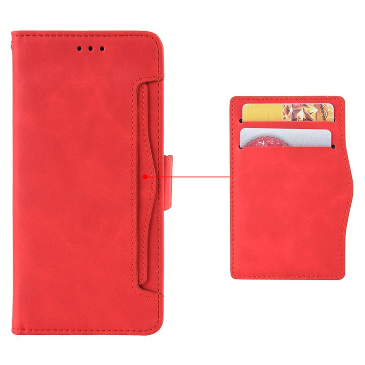 For Motorola Moto G15 4G / G15 Power 4G Leather Case Phone Wallet Cover with Multiple Card Slots - Red