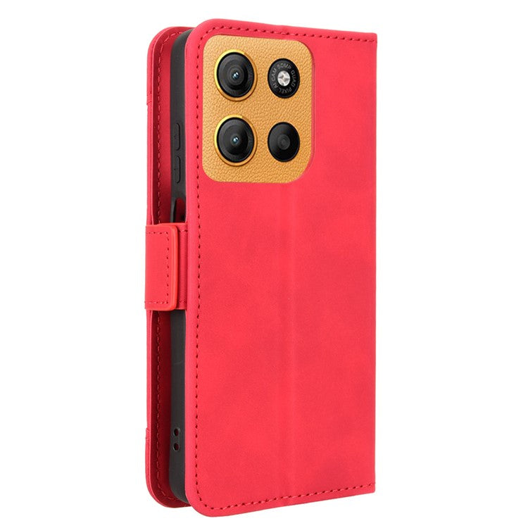 For Motorola Moto G15 4G / G15 Power 4G Leather Case Phone Wallet Cover with Multiple Card Slots - Red