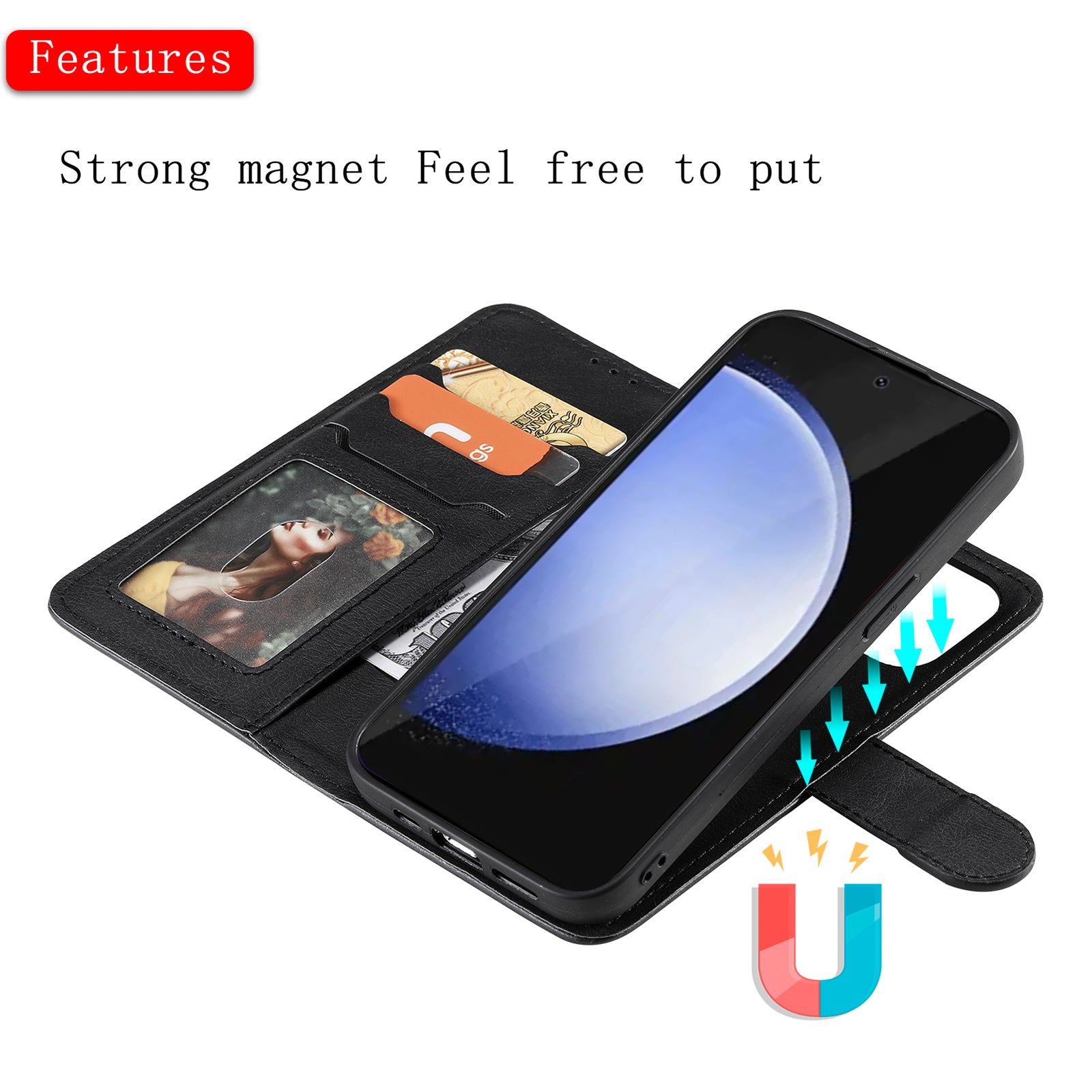 For Samsung Galaxy S24 FE 2 in 1 Magnetic Detachable Leather Wallet Case Stand with Strap - Blank