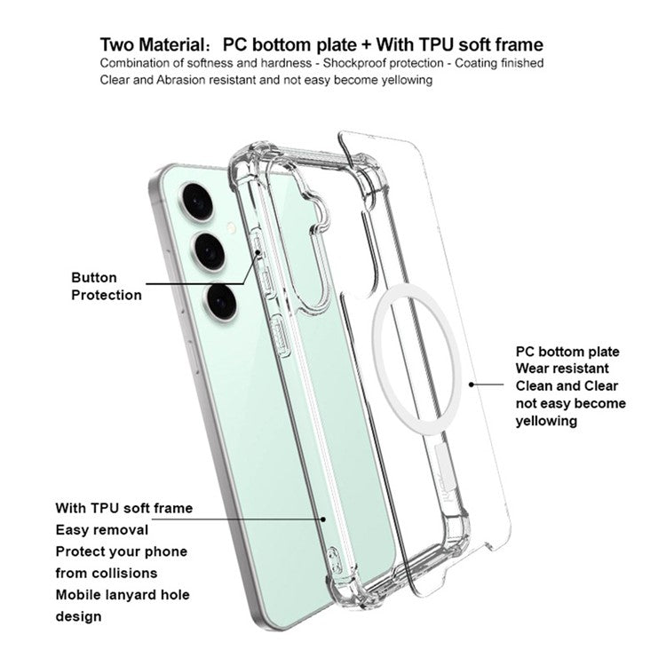 IMAK For Samsung Galaxy S25 Clear Case Compatible with MagSafe Shockproof PC TPU Phone Cover