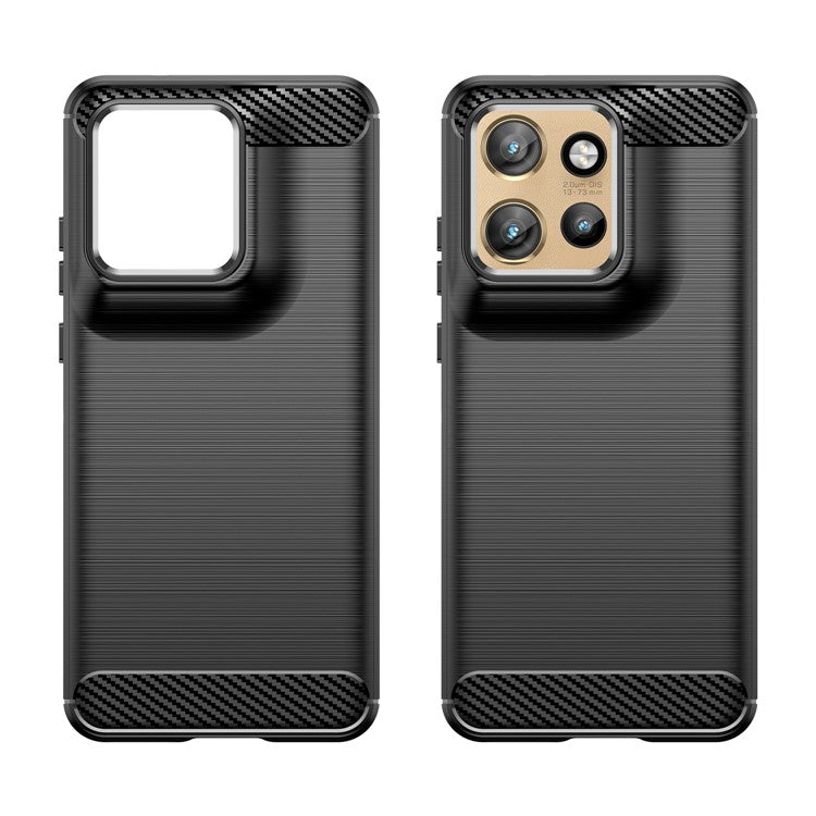 For Motorola Edge 50 Neo 5G / Moto S50 5G / ThinkPhone 25 5G Case Carbon Fiber Texture Brushed Phone Back Cover - Black