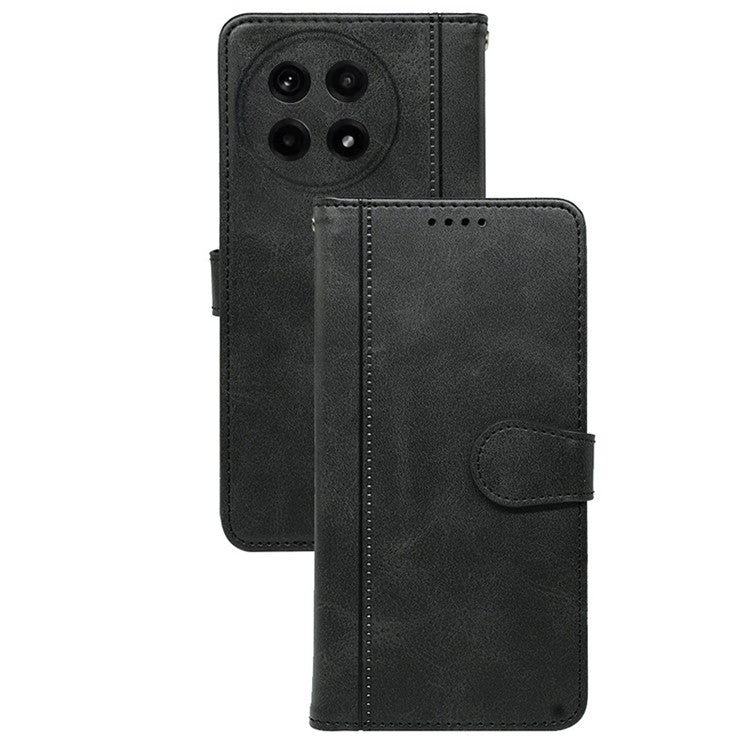 For OnePlus Ace 5 5G / Ace 5 Pro 5G Case Calf Texture Leather Stand Book Style Phone Cover - Black