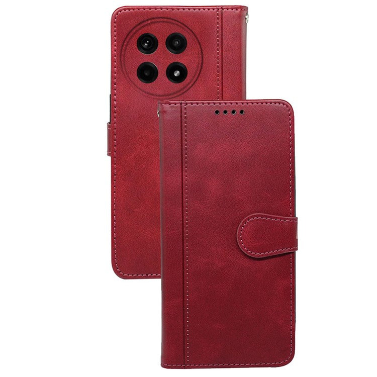 For OnePlus Ace 5 5G / Ace 5 Pro 5G Case Calf Texture Leather Stand Book Style Phone Cover - Red