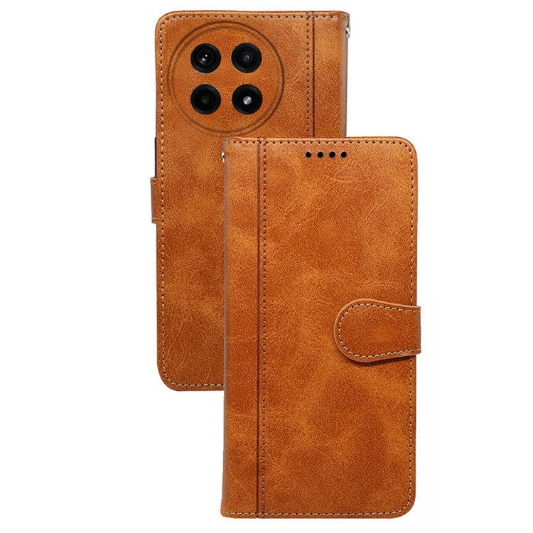 For OnePlus Ace 5 5G / Ace 5 Pro 5G Case Calf Texture Leather Stand Book Style Phone Cover - Yellow