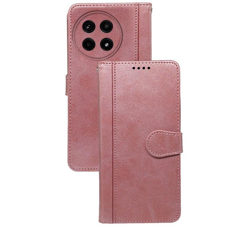 For OnePlus Ace 5 5G / Ace 5 Pro 5G Case Calf Texture Leather Stand Book Style Phone Cover - Rose Gold