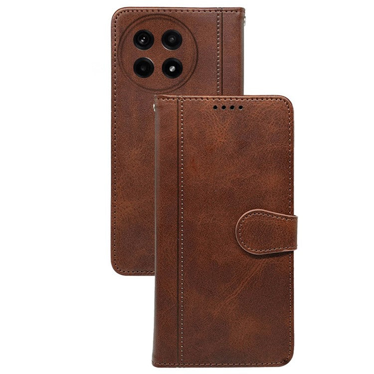 For OnePlus Ace 5 5G / Ace 5 Pro 5G Case Calf Texture Leather Stand Book Style Phone Cover - Brown