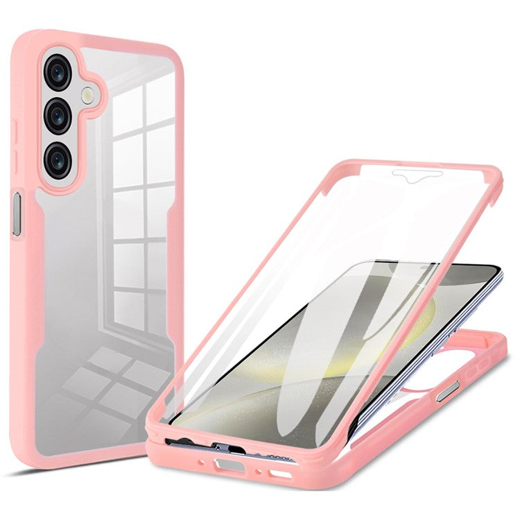 For Samsung Galaxy A26 5G Case Acrylic+TPU Clear Phone Cover with PET Screen Film - Pink