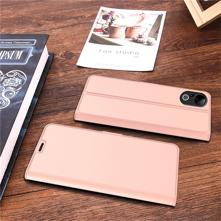 For vivo S20 Pro 5G Case Shockproof TPU Inner Shell Leather Phone Cover Card Slot - Rose Gold