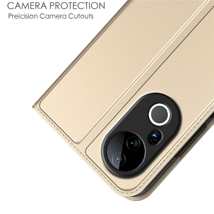 For vivo S20 Pro 5G Case PU Leather Phone Cover with Card Holder Stand Magnetic Closure - Gold