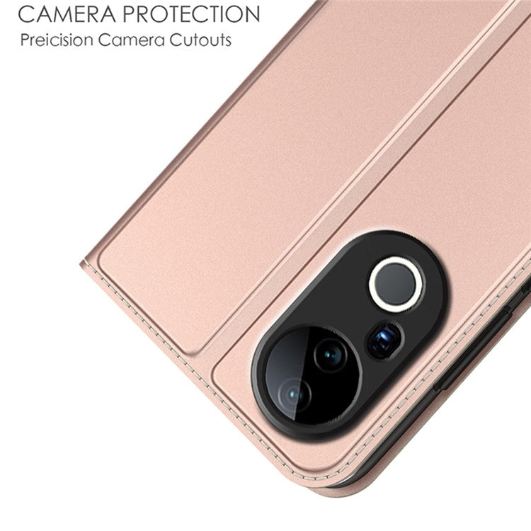 For vivo S20 Pro 5G Case PU Leather Phone Cover with Card Holder Stand Magnetic Closure - Rose Gold