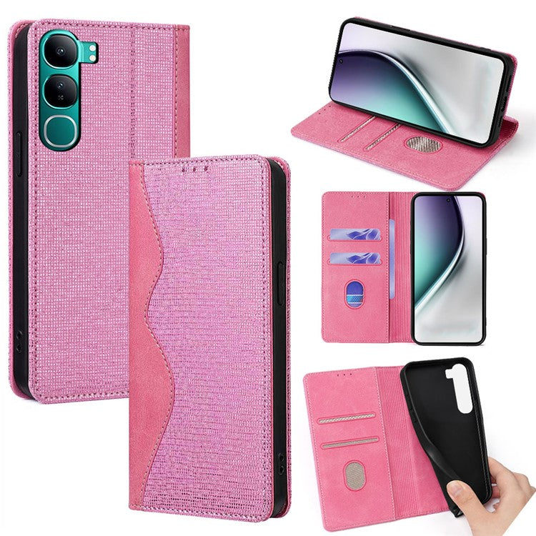 For vivo Y300 5G Leather Case Wallet Stand Phone Cover with RFID Blocking - Pink