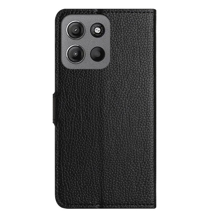 For Motorola Moto G15 4G  /  G15 Power 4G Case PU Leather Wallet Phone Cover Litchi Texture, Black